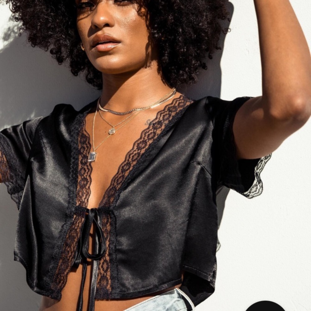 Princess Polly Black Lace Up Top